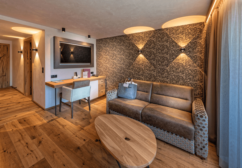 Gezellige woonkamer in een Studio XL. © Alpinhotel Berghaus