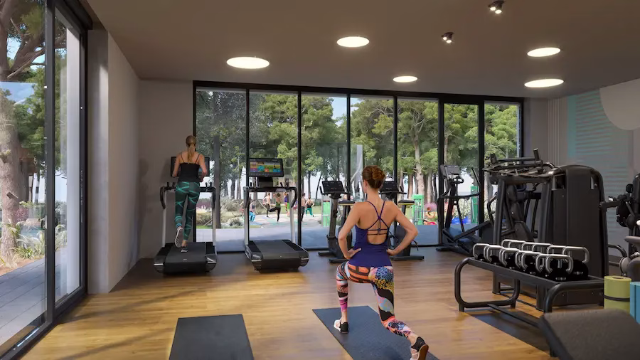 In de fitness-ruimte en de wellness van het Cavallino Bianco Caorle – Venezia hebben ouders tijd om helemaal tot zichzelf te komen. © artist impression Cavallino Bianco 