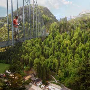 Reutte krijgt de langste voetgangerhangbrug ter wereld