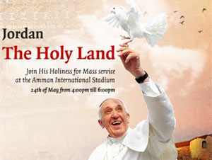 Pauselijk bezoek aan Jordanië live via earthcam