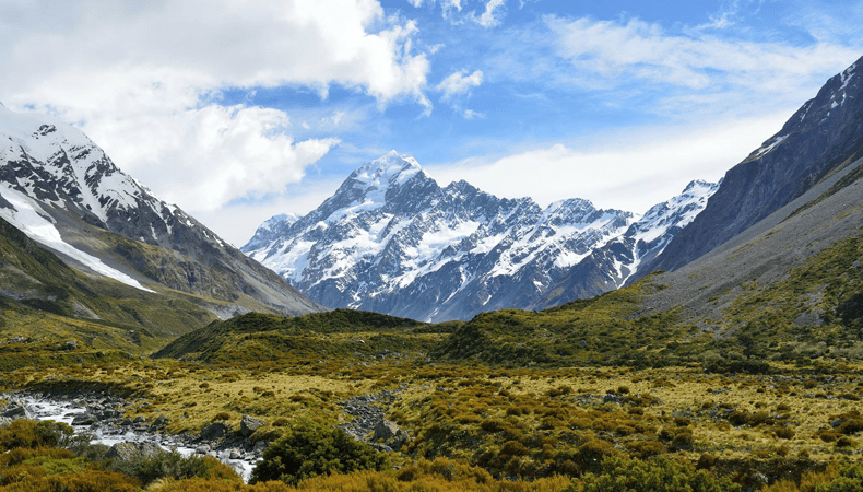 Nieuw-Zeeland heeft prachtige, ongerepte natuur met als bekendste berg Mount Cook © Kewl / Pixabay